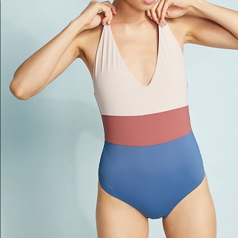 NWT Anthropologie Colorblocked Swimsuit